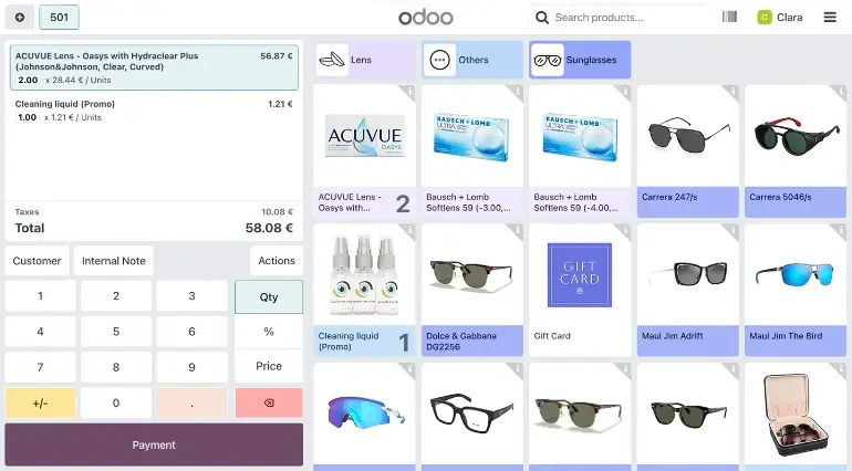 نرم افزار یکپارچه فروشگاه عینک اودو فروشگاه عینک